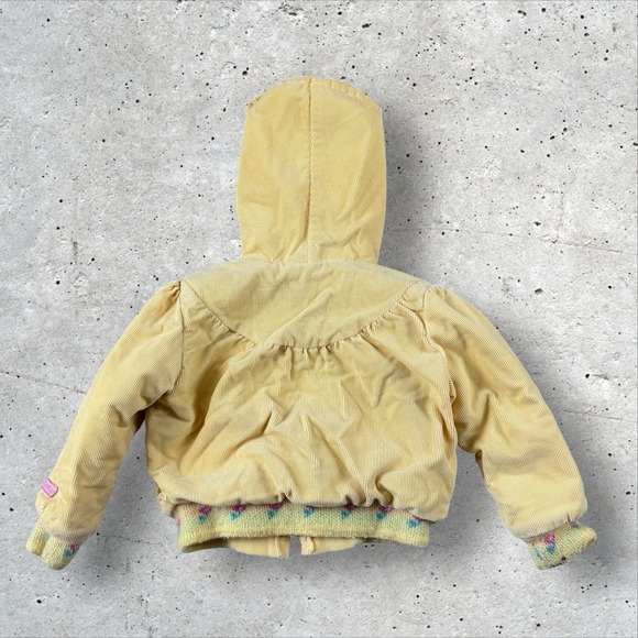 Vtg Oshkosh B'gosh Yellow Corduroy Sherpa Floral‎ Jacket Coat Girl's Sz 3T USA - Picture 5 of 7